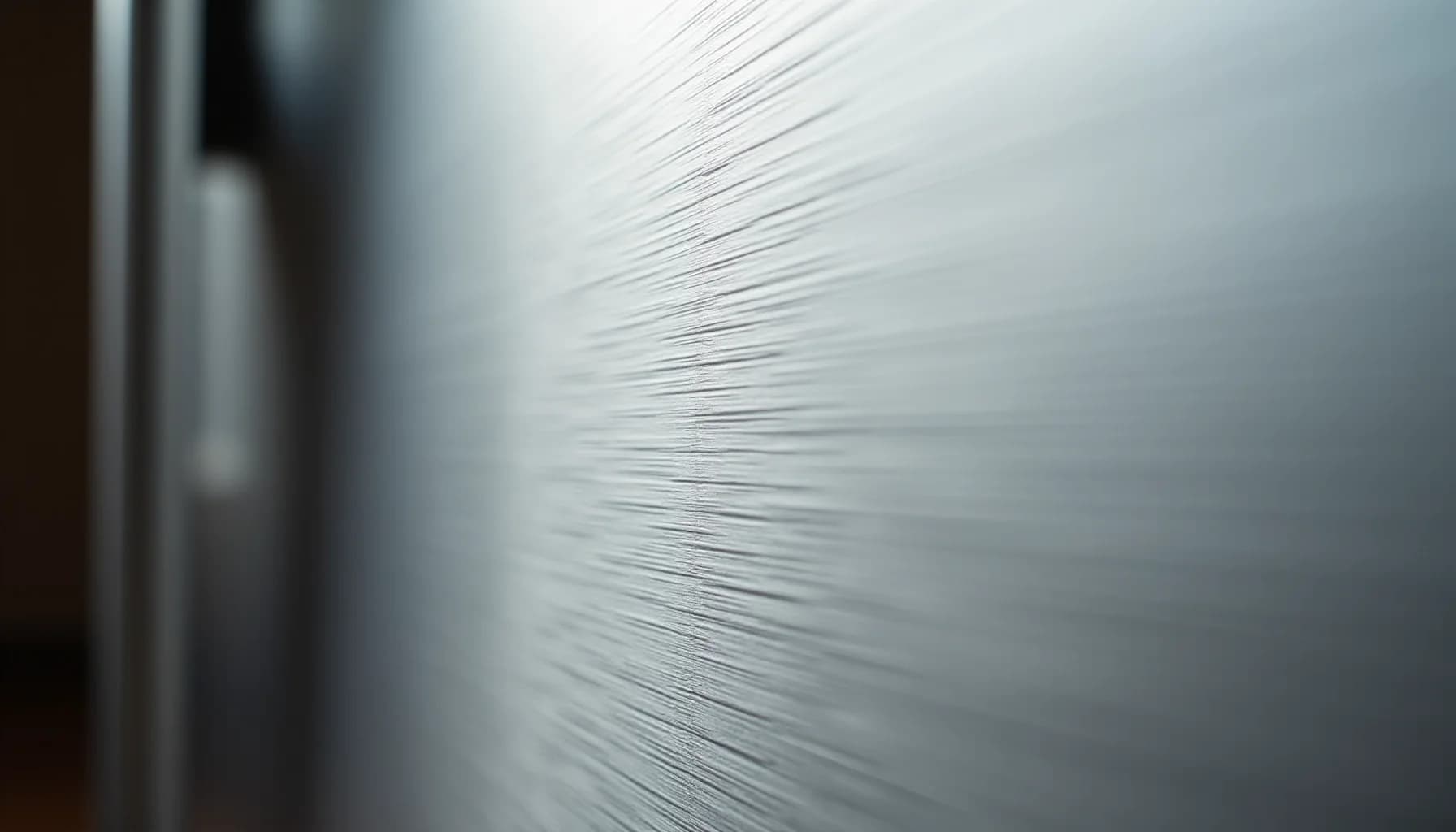 brushed stainless steel surface with fine linear scratch patterns and reflective metallic texture